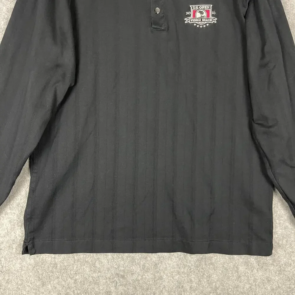 Nike Tiger Woods 2010 US Open‎ Polo Shirt Mens Medium Black Dri-FIT Drop Needle